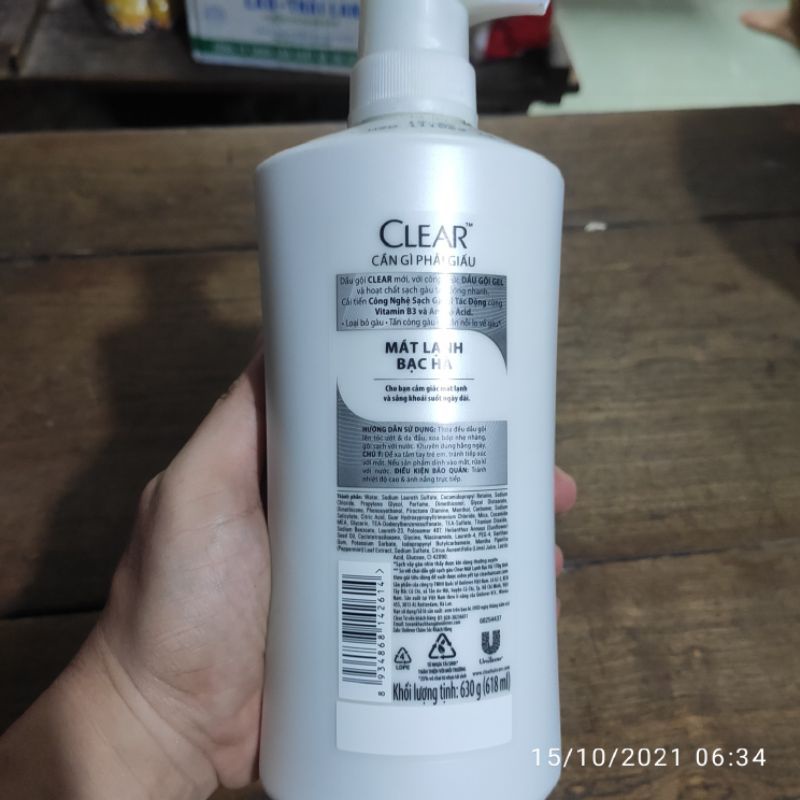 Dầu gội Clear mát lạnh bạc hà 650g