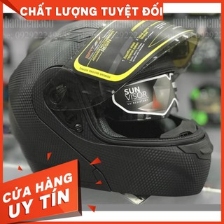 Mũ bảo hiểm Royal M179 Fullface Lật hàm kính ngoài + kính âm đen nhám vân Carbon