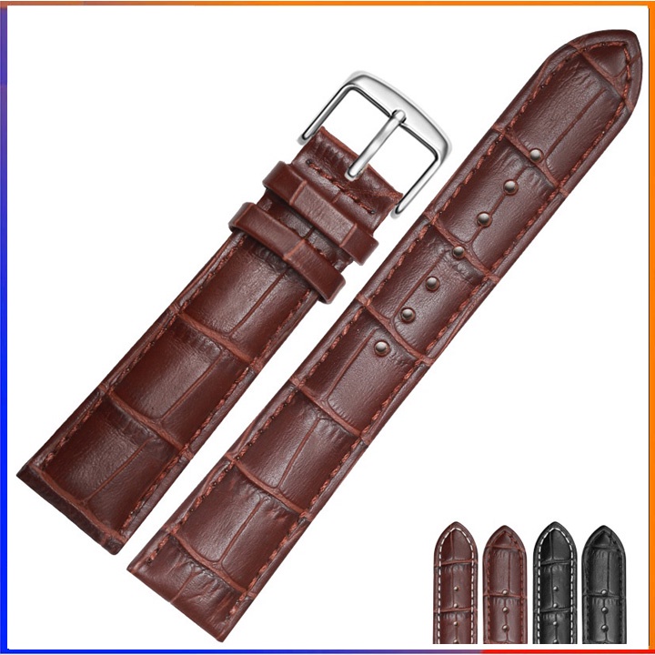 Dây đồng hồ nam Da bò dập vân nổi - Dây da đồng hồ nam cao cấp (Nhiều size)