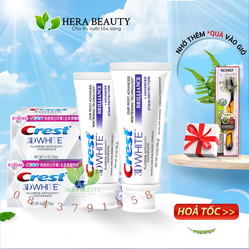 Kem đánh răng Crest 3D White Brilliance hàng Tmall Trung Mỹ - Răng rắng tự nhiên