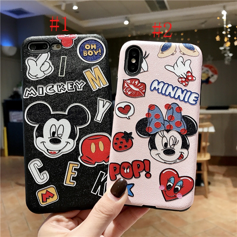 Ốp silicone hình chuột mickey 3D cho IPhone 6 6s 7 8 Plus X XS XR XSMax