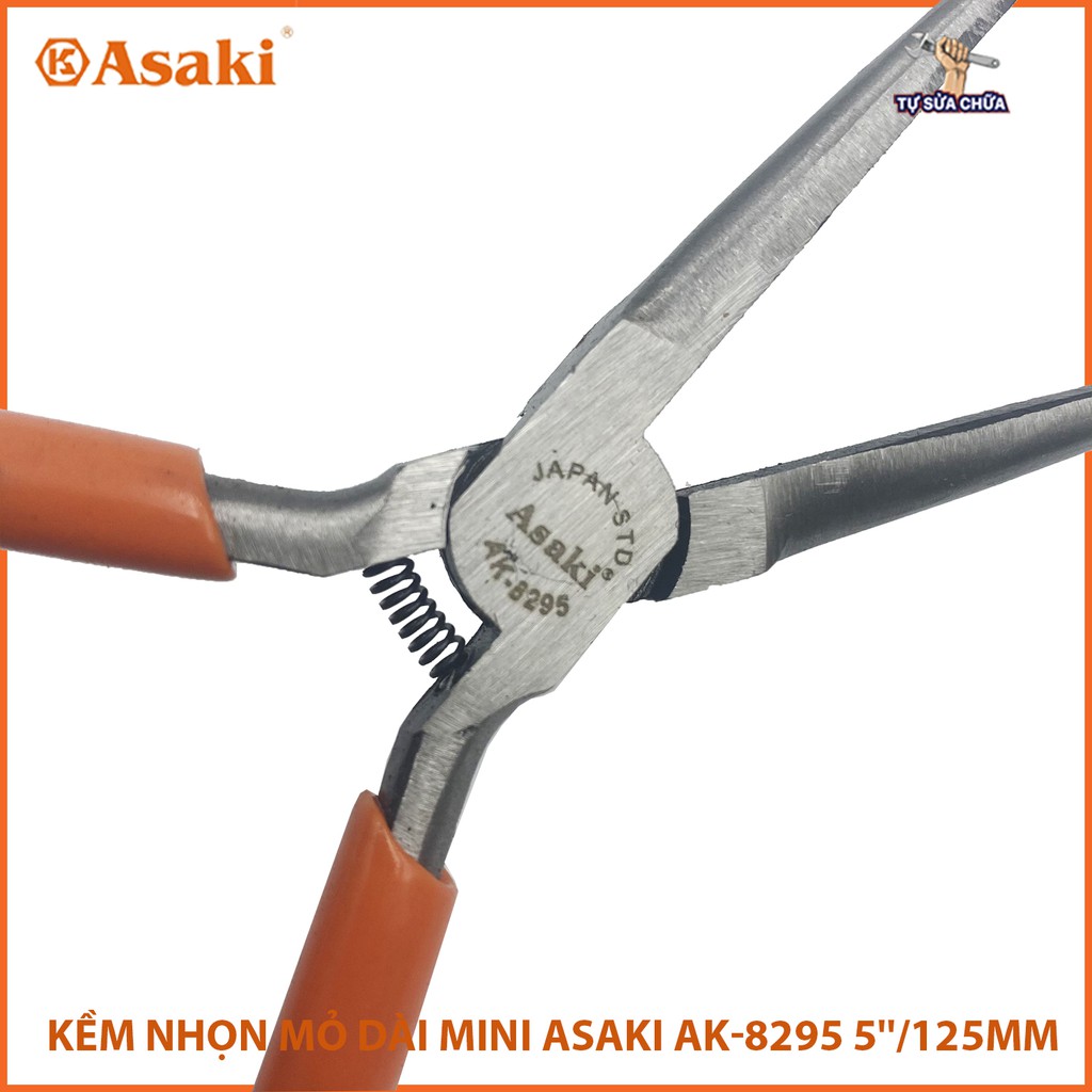 Kềm Kìm nhọn mỏ dài mini Asaki AK-8295 5 inch 125mm