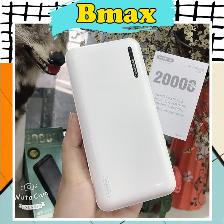 Pin sạc dự phòng remax 20000mah với thiết kế vân sọc chống trơn 2 đầu ra giúp sạc pin dự phòng nhiều điện thoại tiện ích