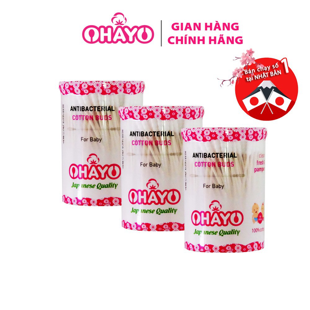 Tăm Bông Ohayo Kháng Khuẩn Baby Xoắn 100% - An Toàn - Hộp 180 Que