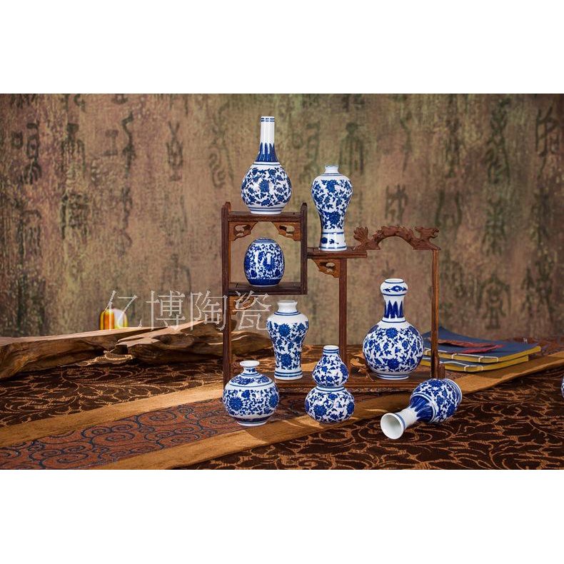 Bình Hoa Sứ Mini Màu Trắng Xanh Phong Cách Cổ Điển Độc Đáo Trang Trí Nhà Cửa