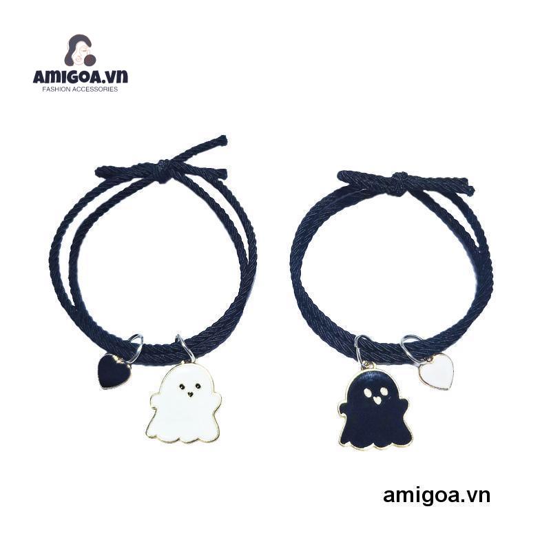 ✨✨Set 2 Vòng Tay Cặp Đôi Mặt Hình Ma Dễ Thương Có Thể Điều Chỉnh