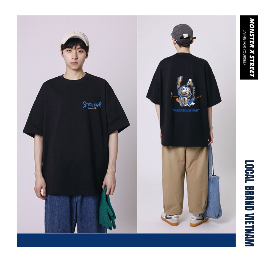 Áo thun unisex MONSTER X STREET Rappit phông tay lỡ nam nữ form rộng Local Brand