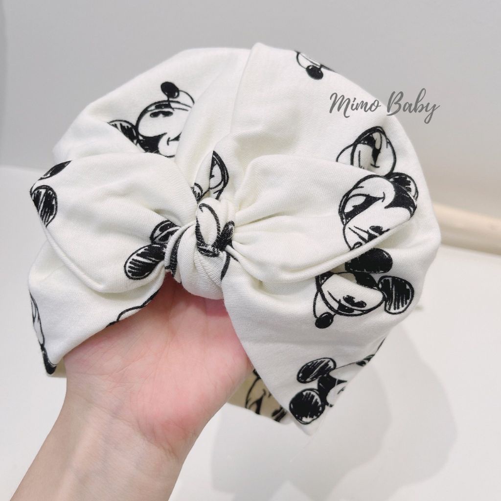 Mũ nón turban cho bé gái họa tiết chuột mickey 5-10kg mimo baby MTB32