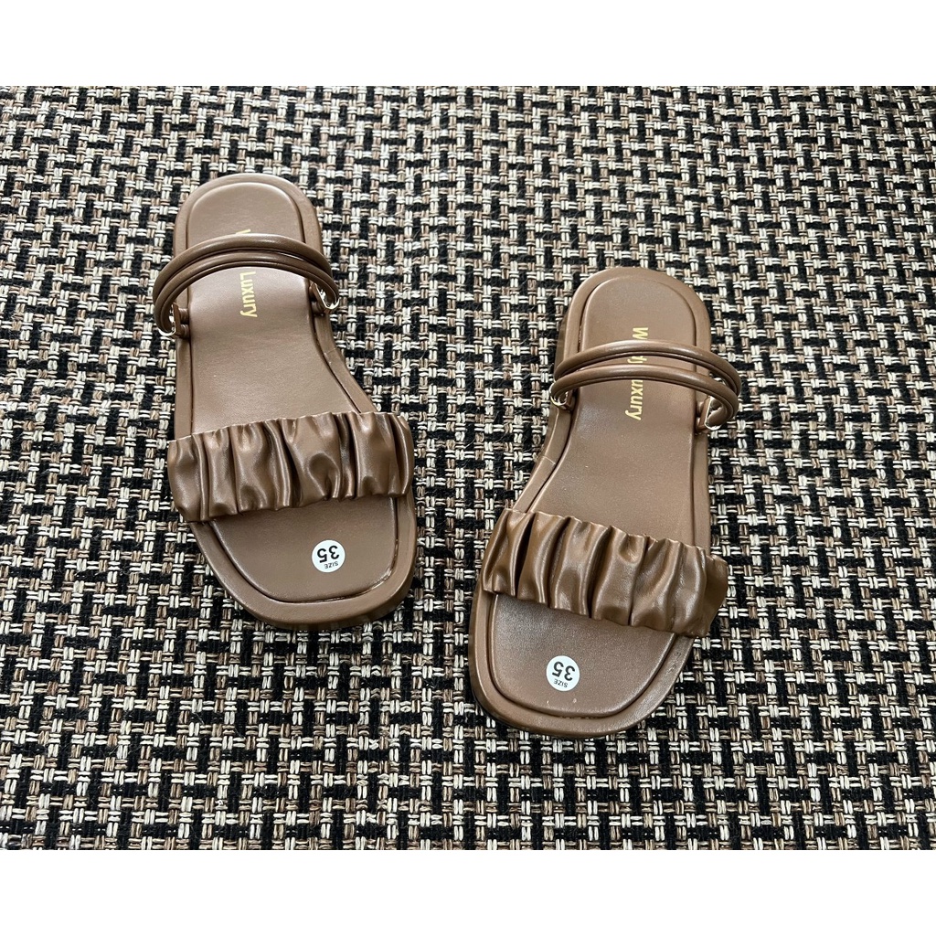 Dép sandal quai hậu nữ đế bánh mì 3cm quai nhún đi học đi chơi