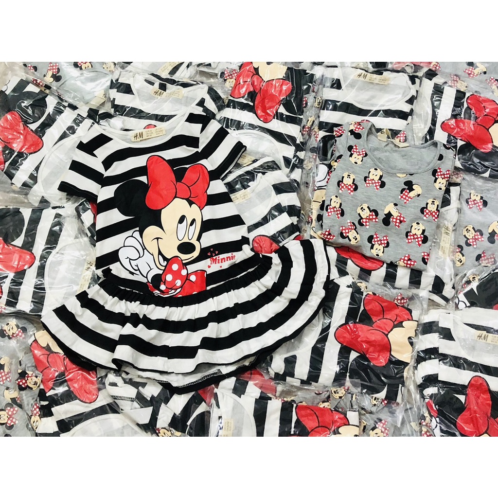 [deal hot] Váy đầm cho bé gái - Set 2 váy cộc tay Minnie Hm cho bé gái size 2-10t