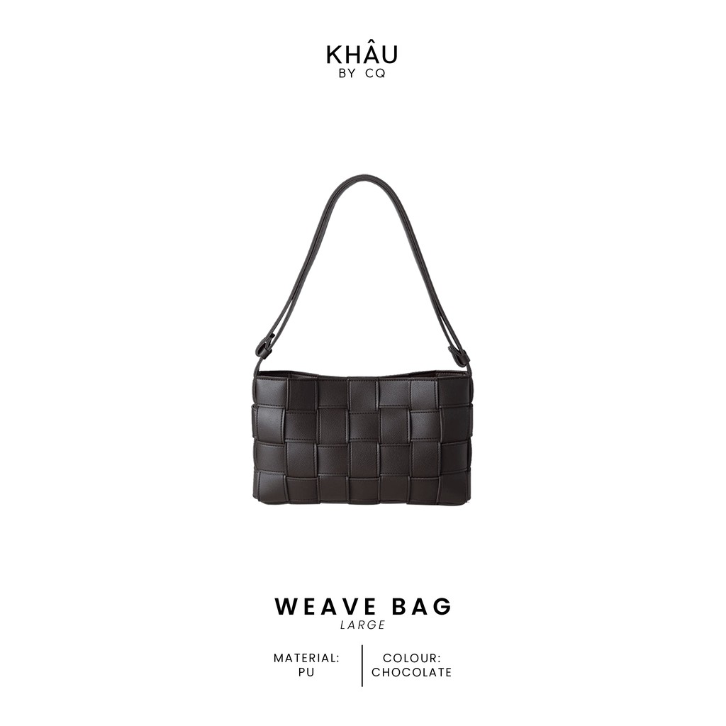 Túi da KHÂU BY CQ đan sợi đeo chéo Weave (size lớn)