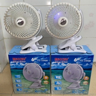 Quạt sạc kẹp tích điện Mickey 6" TD-806A