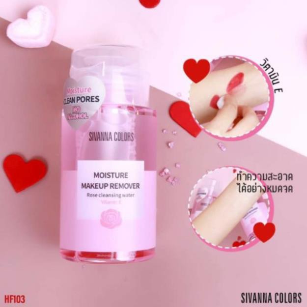 Nước tẩy trang Sivanna Colors Vitamin E và tinh chất hoa hồng dưỡng ẩm - Thái Lan