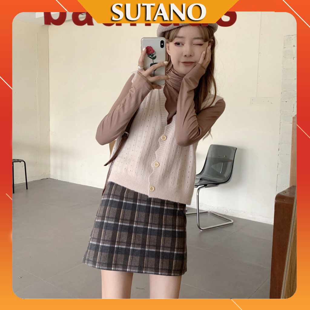 Áo gile len xốp hàng loại 1 viền lượn sóng cài cúc phong cách thời trang Hàn Quốc A467 SUTANO | BigBuy360 - bigbuy360.vn