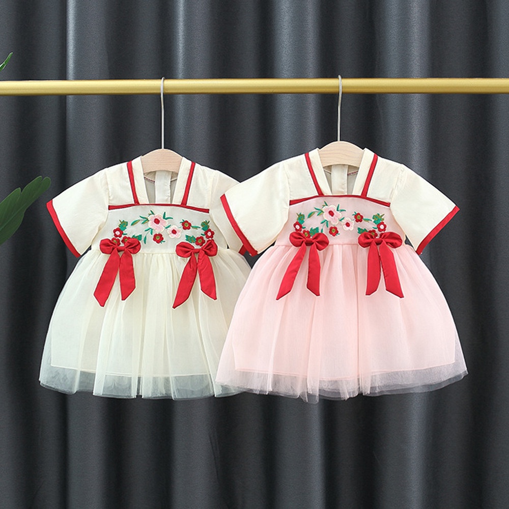 Đầm Hán Phục Thêu Hoa Chất Liệu Chiffon Thời Trang Mùa Hè Cho Bé Gái 2023