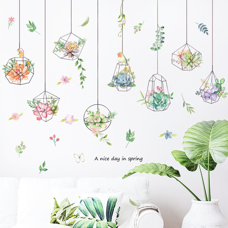 [MẪU HOA ĐÁ TREO] Decal dán tường phòng khách phòng ngủ, tranh decor trang trí tường không gian đẹp hơn, chống thấm