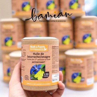 Viên uống tinh dầu hoa anh thảo Nat & From Huile Onagre hỗ trợ làm đẹp da cân bằng nội tiết nhập khẩu Pháp