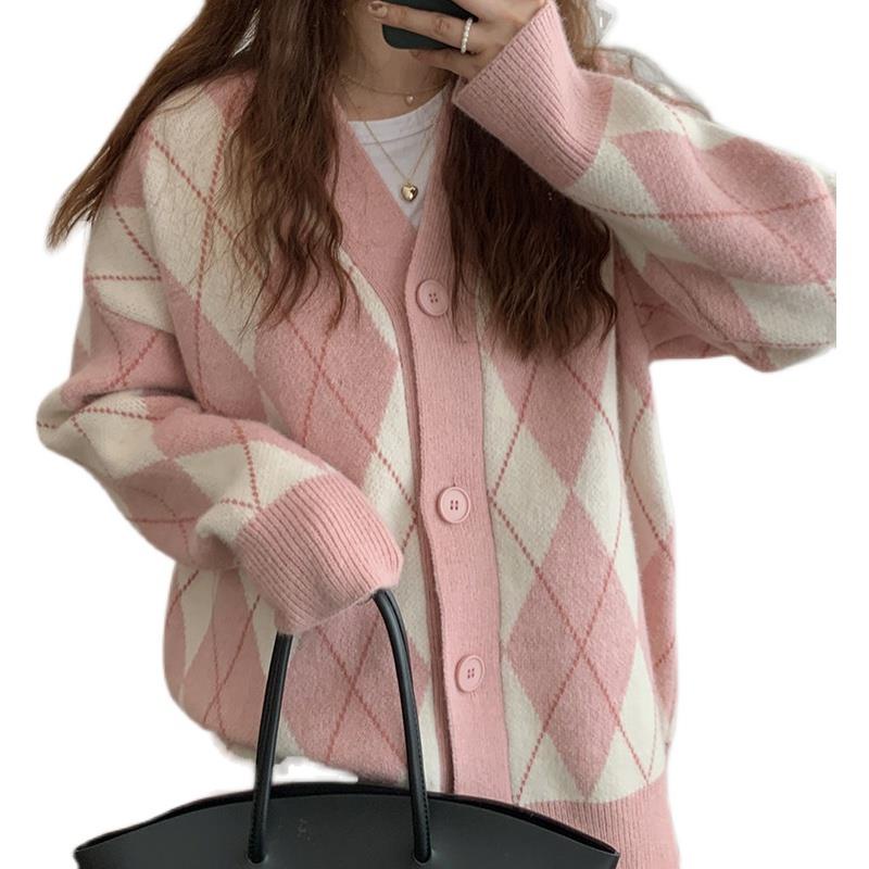 Áo cardigan len Quảng châu  họa tiết ziczac caro màu đen trắng phong cách hàn quốc vintage ulzzang AC5 | BigBuy360 - bigbuy360.vn