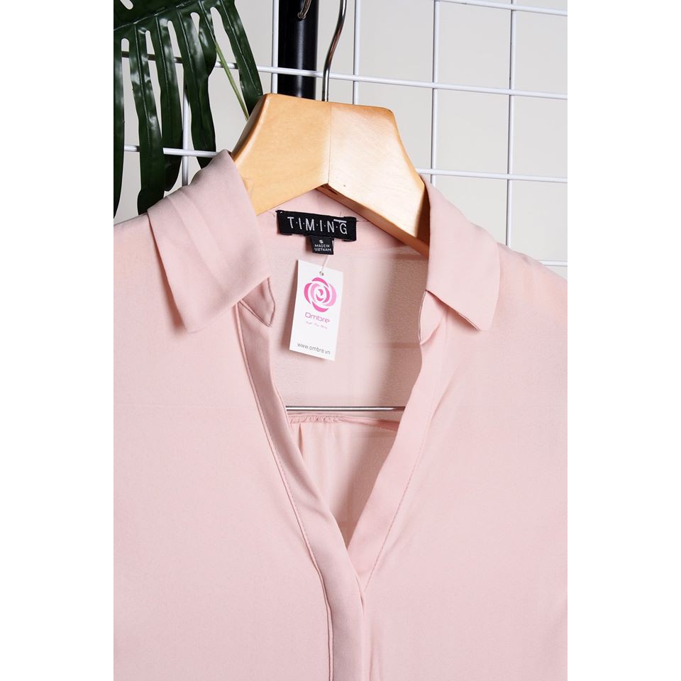 Áo sơ mi voan cổ V tay dài TIMING