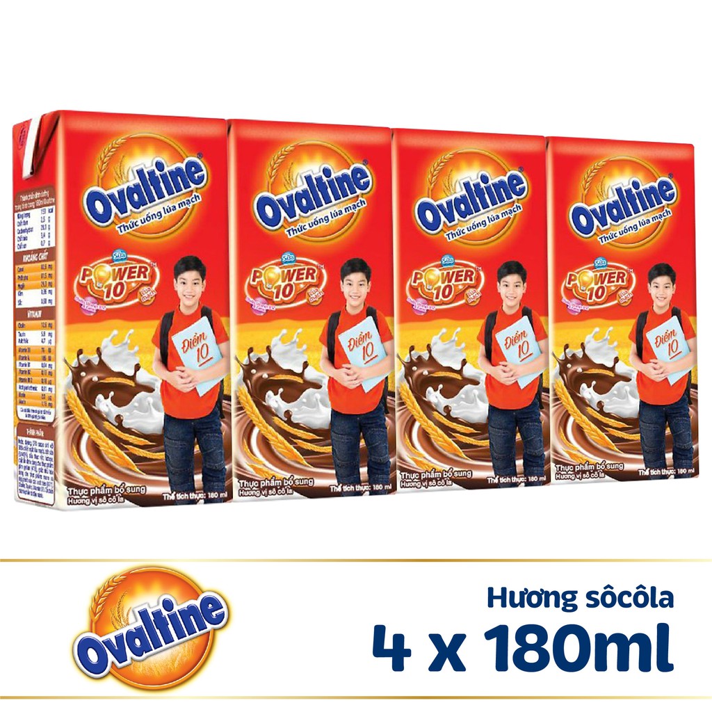Lốc thức uống lúa mạch Ovaltine 4x180ml