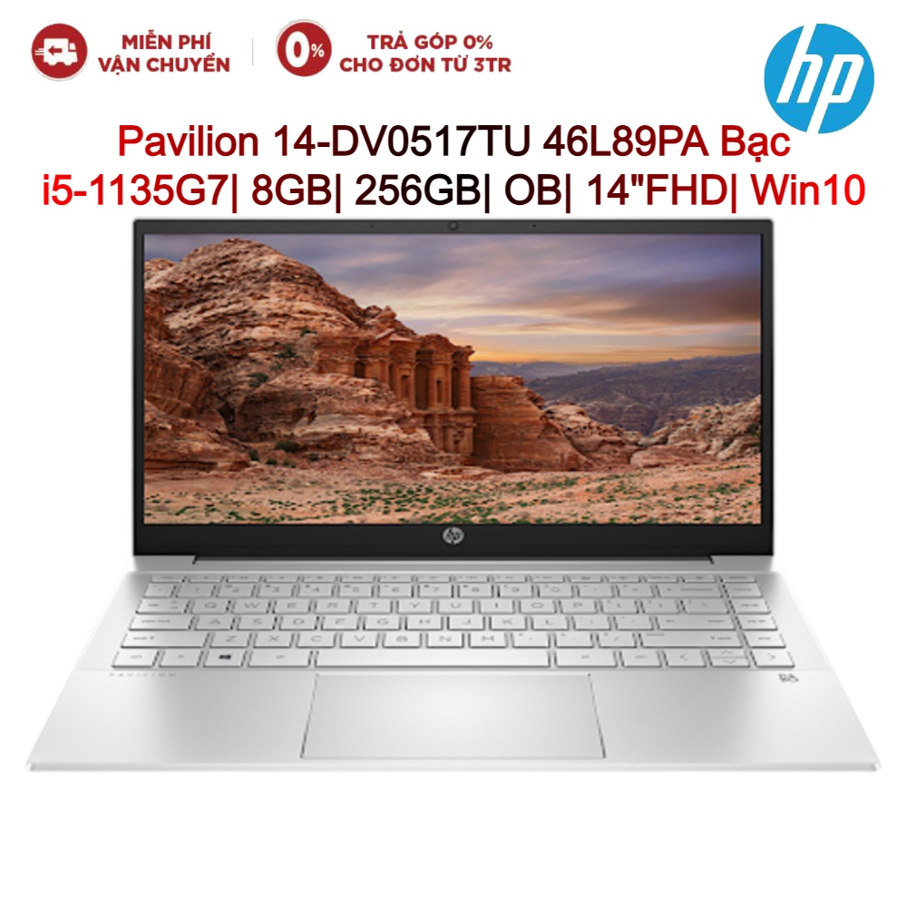 [Mã 157ELSALE1 giảm 5% đơn 3TR] Laptop HP Pavilion 14-DV0517TU 46L89PA Bạc i5-1135G7/ 8GB/ 256GB/ OB/ 14&quot;FHD/ Win10