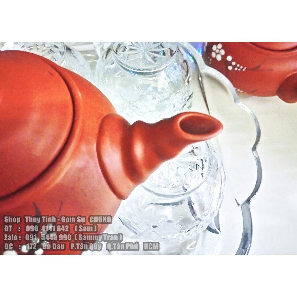 Ấm trà và 6 chung gốm Bát Tràng 300ML/500ML