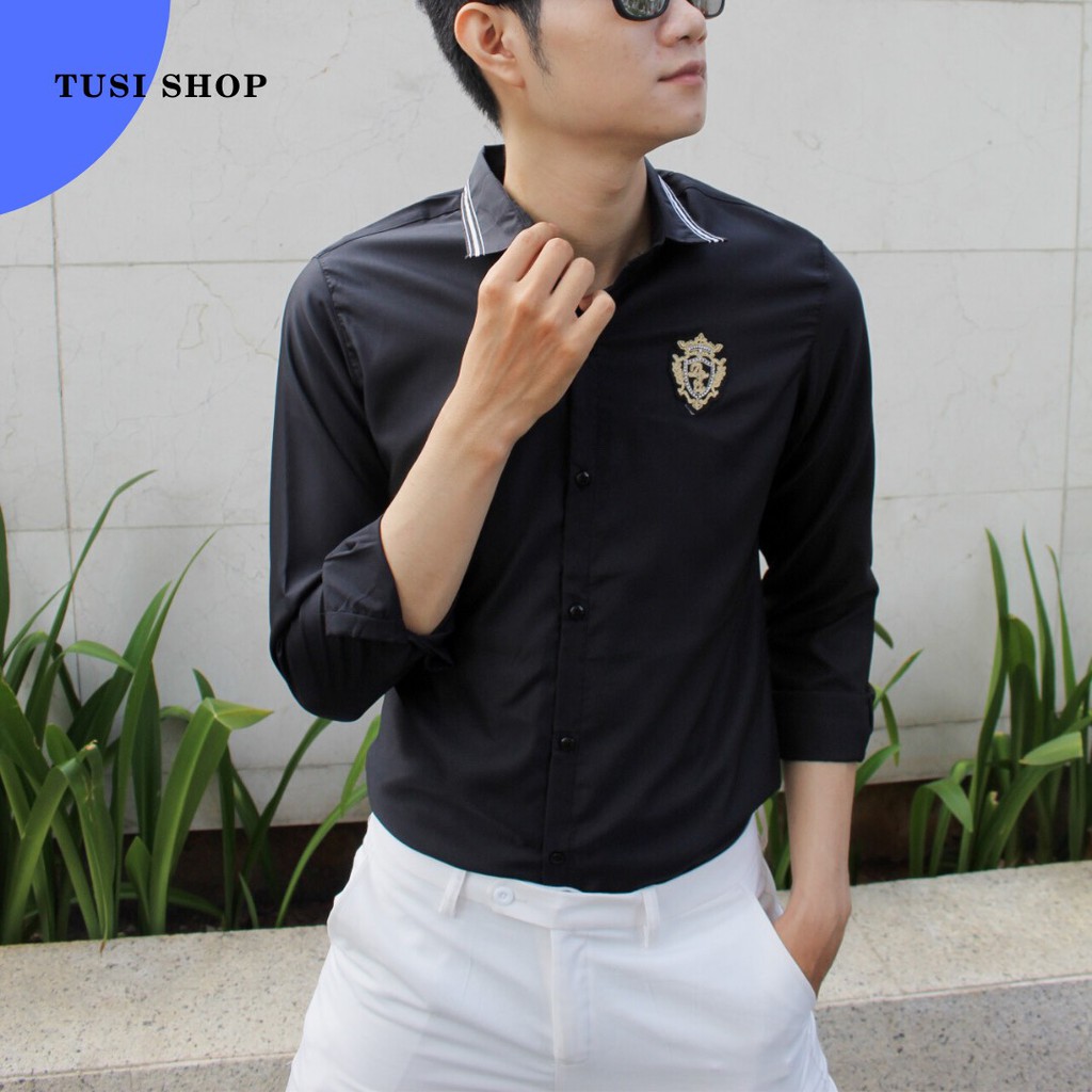 [SIÊU GIẢM GIÁ] Áo sơ mi nam nữ cặp đôi chất liệu kate lụa in LOGO | BigBuy360 - bigbuy360.vn