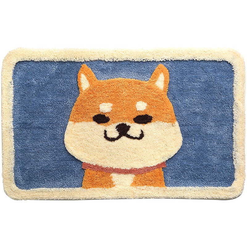 Thảm Chùi Chân Siêu Thấm Hút Hình Chú Cún Shiba Dễ Thương 45x65cm
