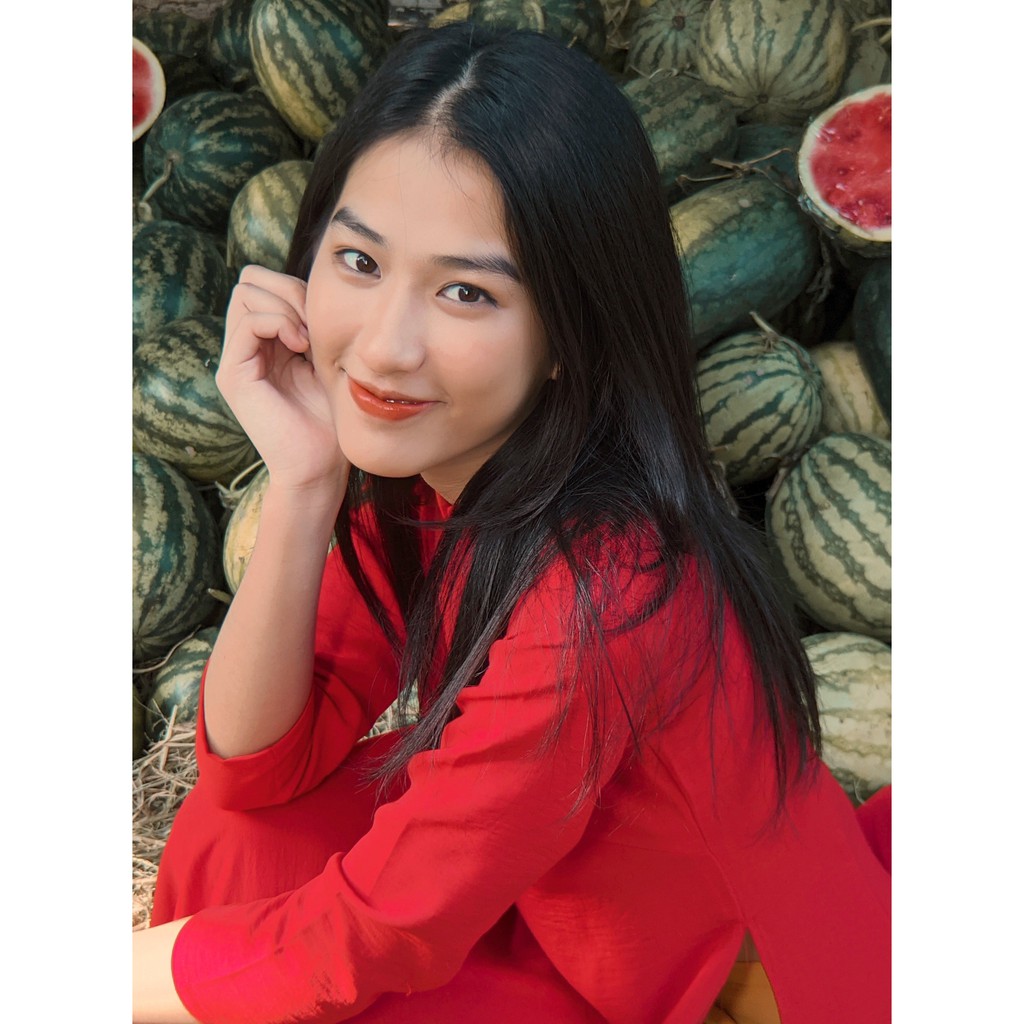 Set Áo dài Rosemary đũi đỏ tươi