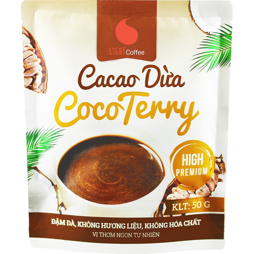 Cacao sữa dừa CocoTerry đậm đà, thơm ngon, tiện lợi Light coffee - Gói 50g