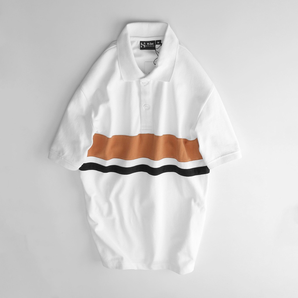 Áo POLO Nam Trắng Phối Ngang - Vải Cá Sấu Cotton Mềm Mịn Mát - H-ZET