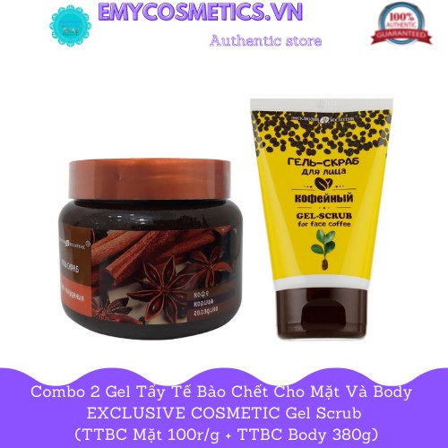 Combo 2 Gel tẩy tế bào chết cho mặt và body EXCLUSIVE COSMETIC Gel Scrub (TTBC Mặt 100r/g + TTBC Body 380g)