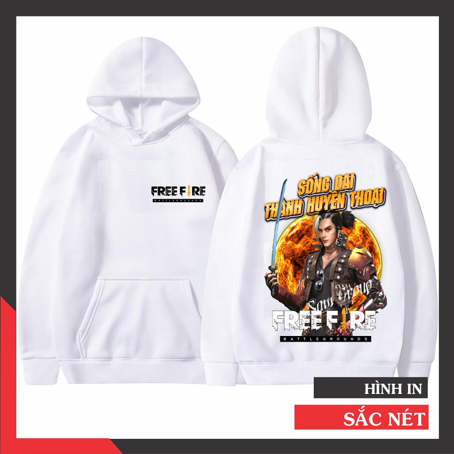 Áo Khoác Free Fire Kiểu Dáng Hoodie Chui Đầu Hình In 2 Mặt Mẫu Hayato