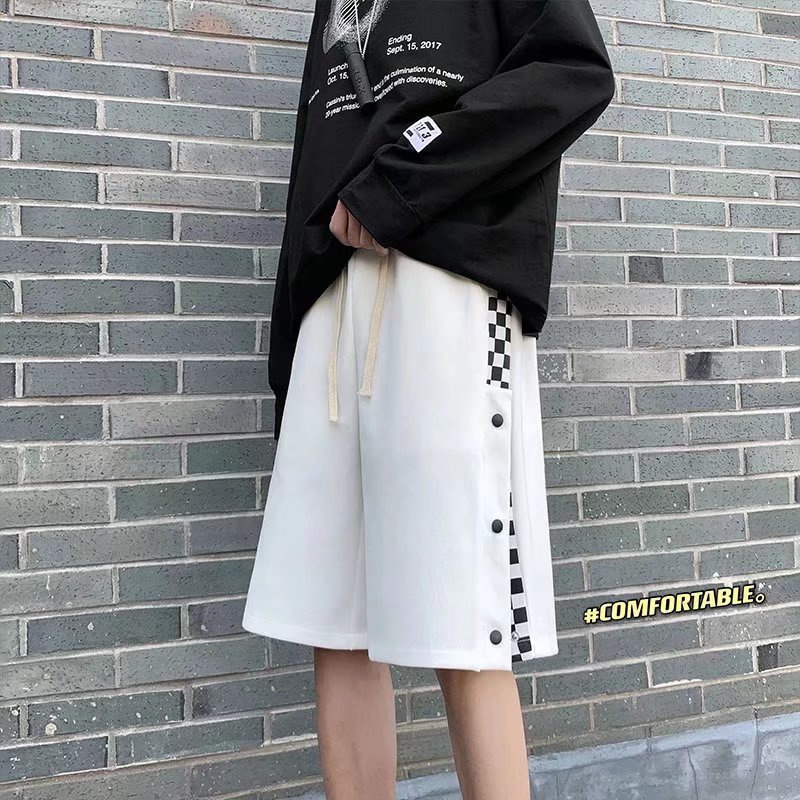 Quần Short Thể Thao Dáng Rộng Cài Nút Bên Hông Phong Cách Thời Trang Nhật Bản Cho Nam Giới Có Size M-3XL