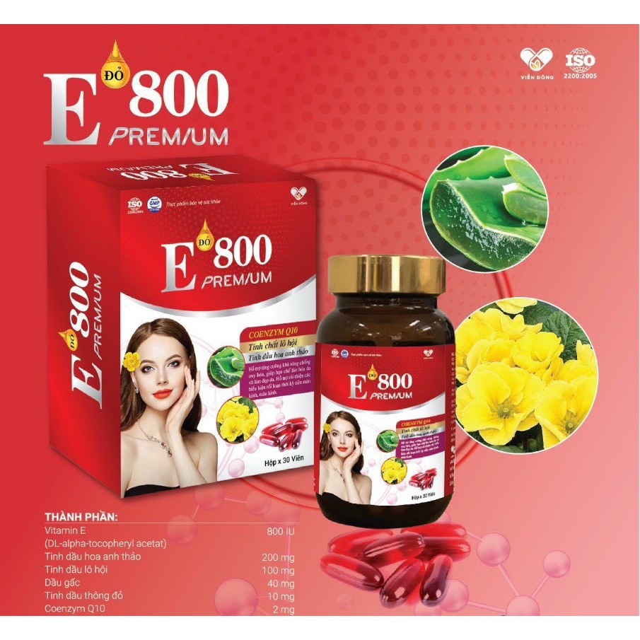 Viên Vitamin E-800 💥 HÀNG CHÍNH HÃNG 💥 Bổ sung vitamin E hỗ trợ đẹp da, chống lão hóa, giúp làm sáng da