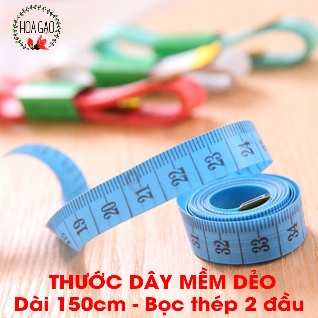 Thước đo eo, thước may đo quần áo HOA GẠO GTD1 150cm có đầu sắt kiểm soát vòng bụng, giảm cân chất lượng 1k freeship