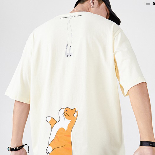 Áo Thun Cat headphone Unisex Form Rộng Tay lỡ Basic cao cấp chất cotton 100% Nam Nữ phông thoáng mát TN367 Haley