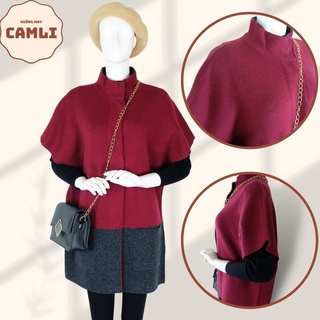 Áo khoác len cánh dơi dáng dài nữ CAMLI xuất dư Hàn Quốc thương hiệu MINDBRIDGE, len lông thỏ mềm min, dày dặn