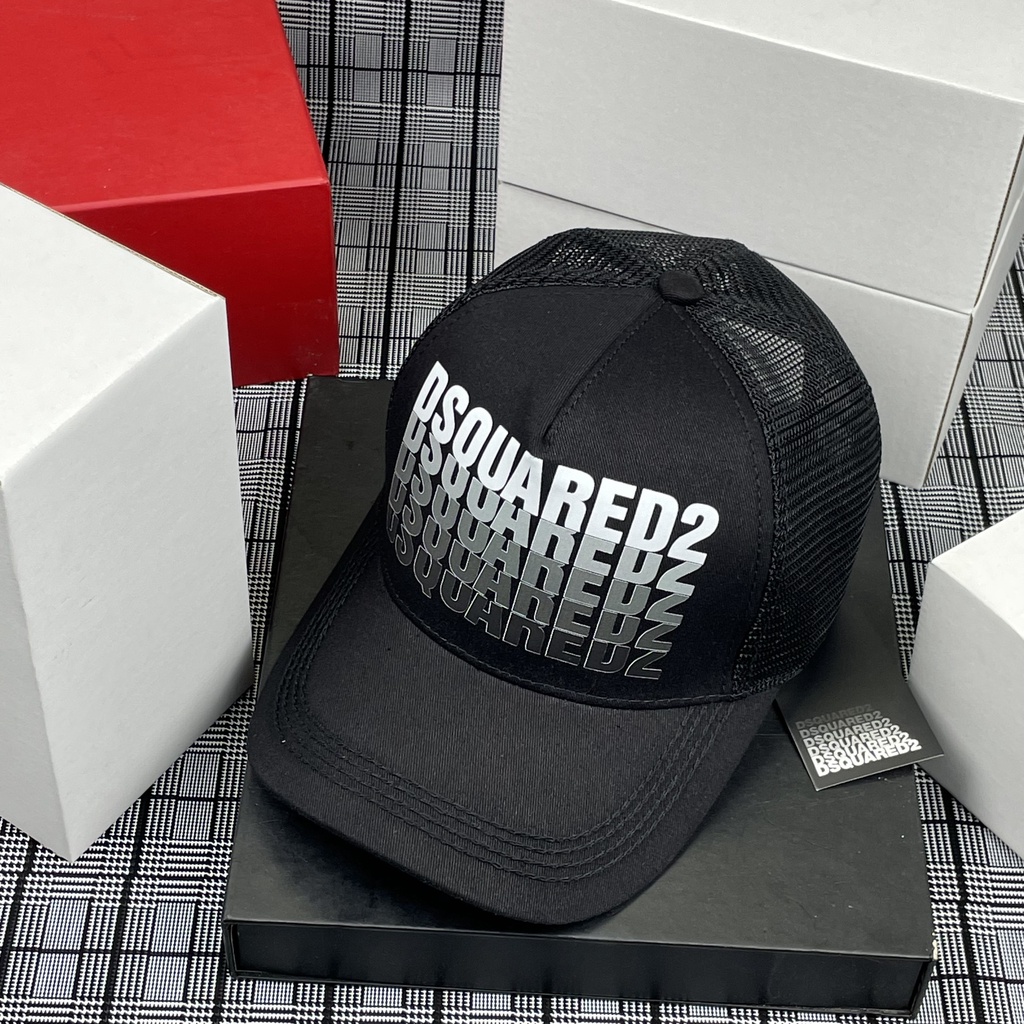 Mũ lưỡi trai,nón kết phối lưới DSQ màu đen xám tro cao cấp