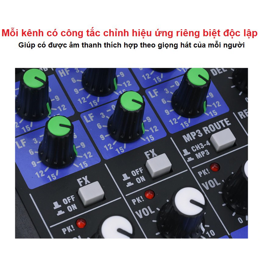 ∏♣Bàn Mixer G4 live stream được hỗ trợ màn hình LED có bluetooth kiêm 2 mic không dây tiện cho oto loa kéo và c