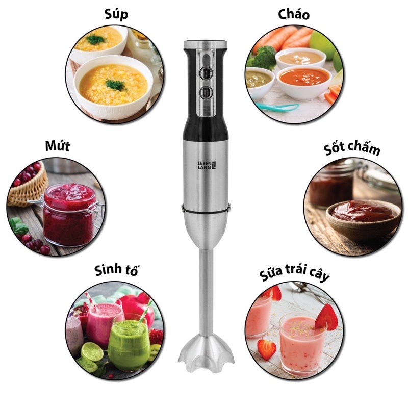 Máy xay cầm tay đa năng Lebenlang LBSH4787, bảo hành chính hãng 24 tháng