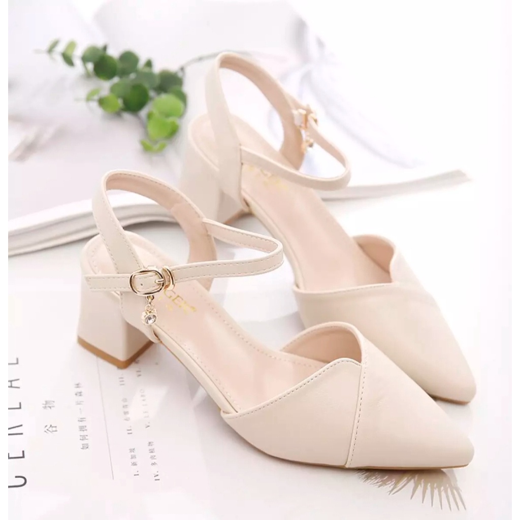 FREE SHIP giày cao gót / sandal cao gót 5p gót vuông mũi nhọn 009