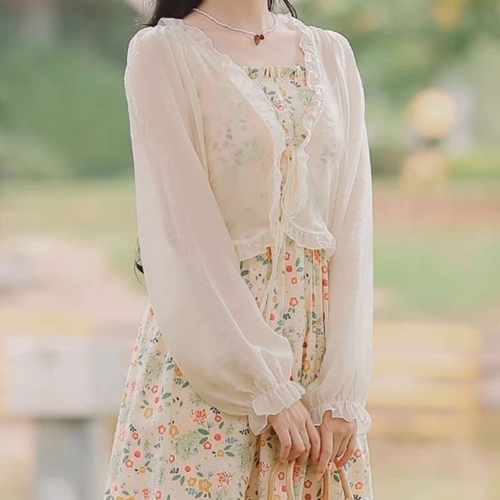 Áo Choàng Chống Nắng Tay Dài Dáng Rộng Cột Nơ Thời Trang Mùa Hè Dễ Phối Đồ Cho Nữ 2022