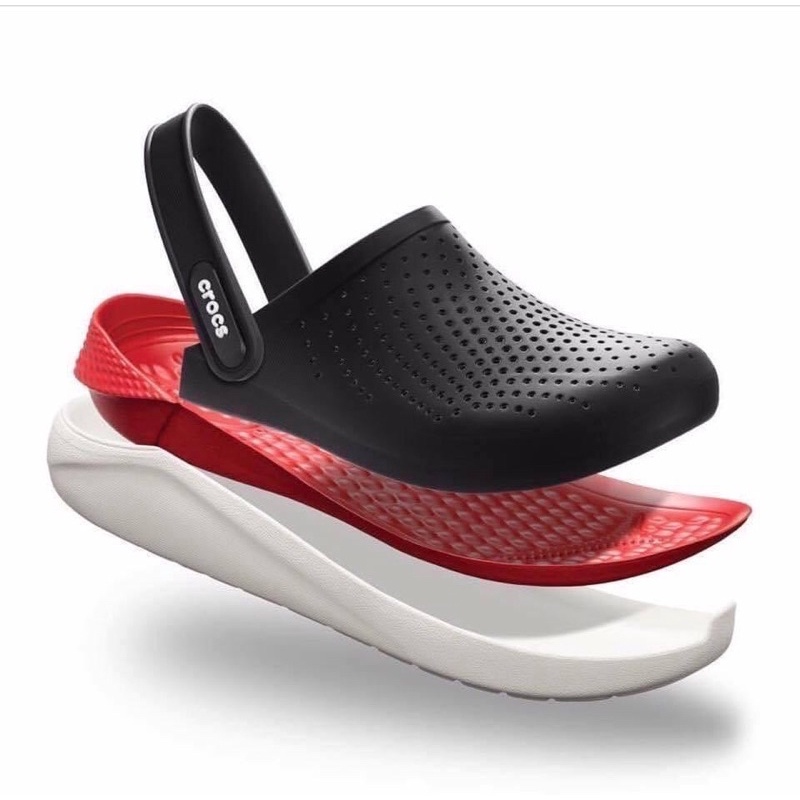 Dép Sục Cross Literide Nam Nữ Màu Đen Đỏ Hàng Chuẩn Full Tag, Full Hộp Hãng