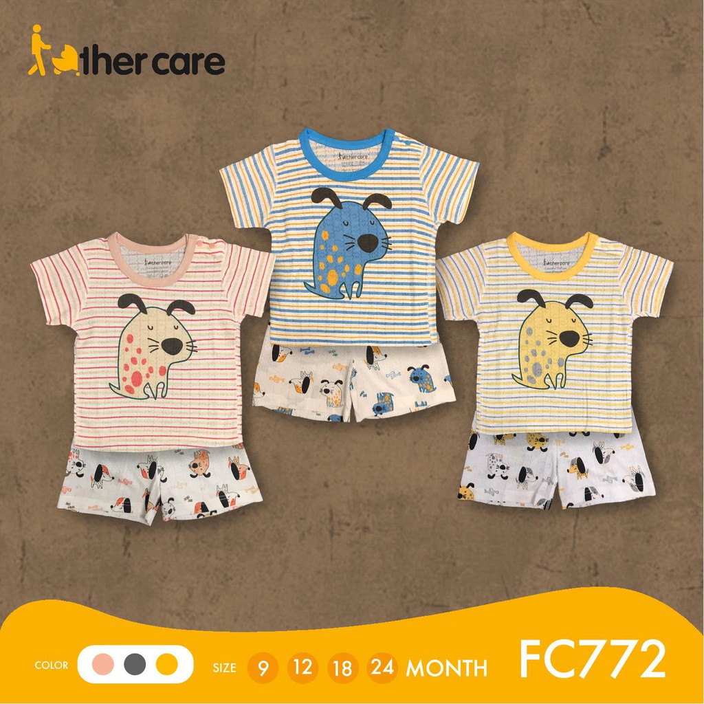 Bộ Quần Áo FatherCare Trẻ em Cộc Tay Cài Va FatherCare - Họa Tiết Cún - Kẻ HT FC772
