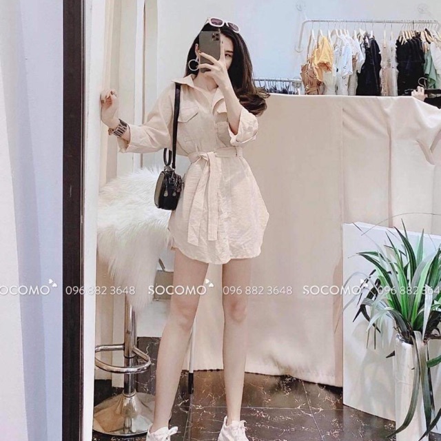SET ÁO SƠ MI VẠT BẦU CỔ TRỤ QUẦN ĐŨI ĐÙI