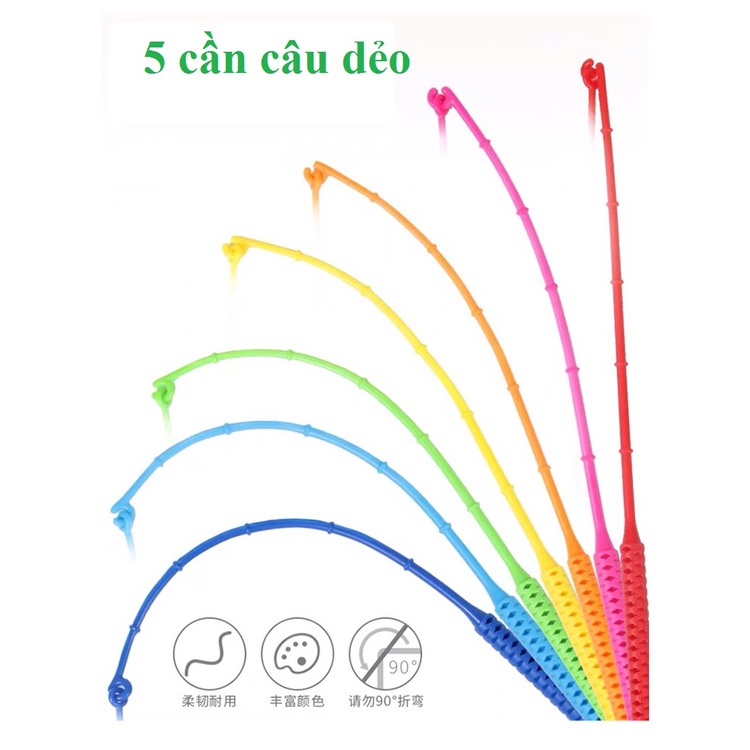 Đồ chơi câu cá loại to 45 con cá,5 cần câu, hoạt động bằng Pin AA cho bé chơi thoả thích