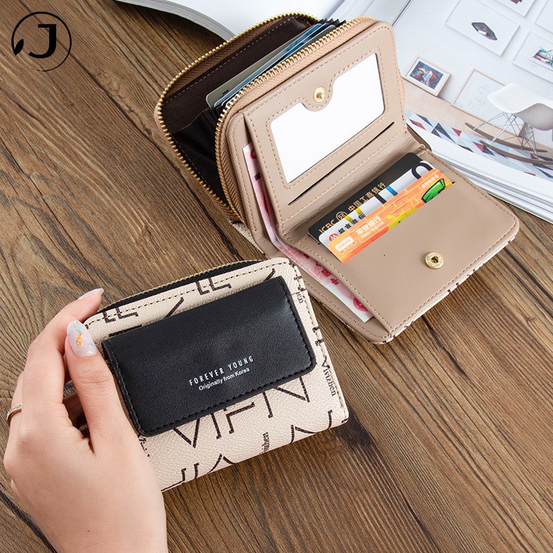 KAITIFEI Ví Da Ngắn Gập Đẹp Mini Cầm Tay Nhỏ Gọn dây kéo Bóp Đựng Thẻ Tiền Xu Cao Cấp Đa Năng Sang Trọng Cho Nữ