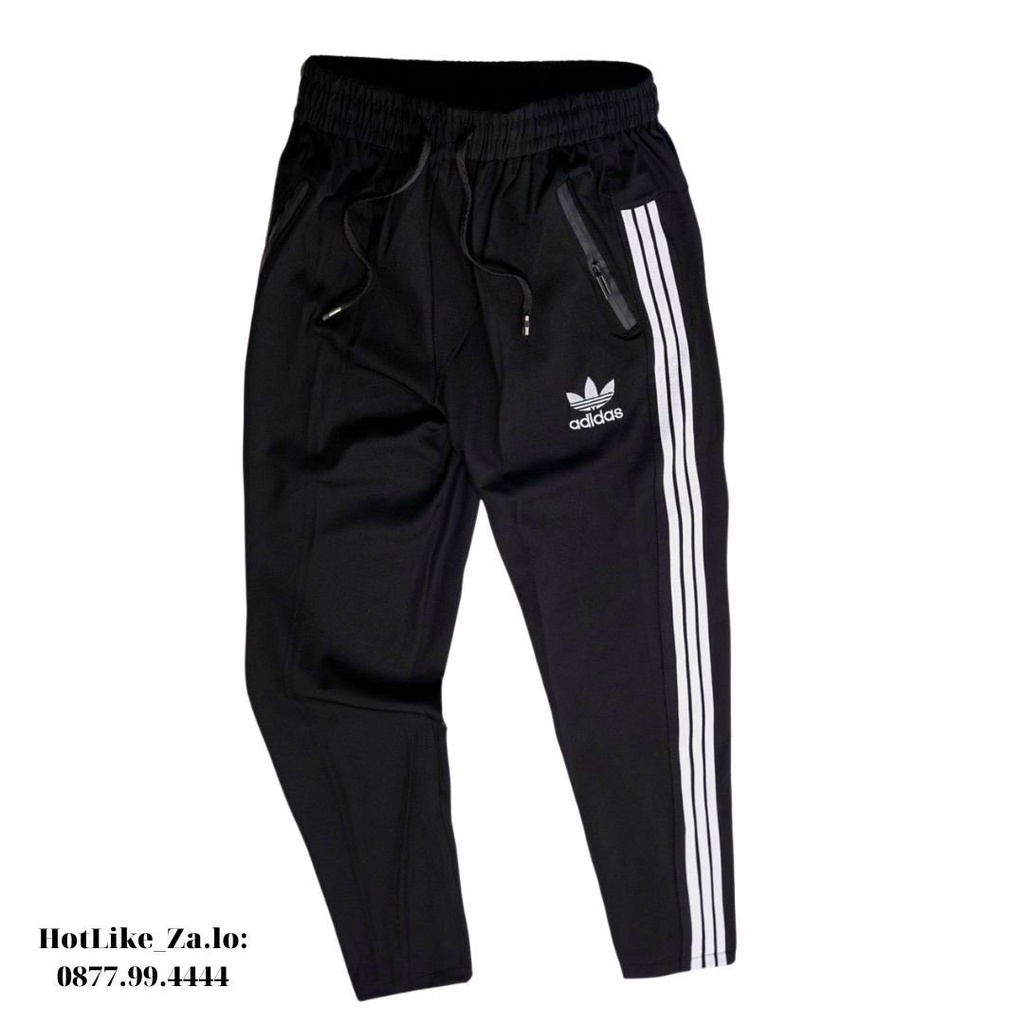 Bộ thể thao adidas nam nữ thu đông 3 sọc, quần áo thể thao co giãn 4 chiều, logo thêu sắc nét