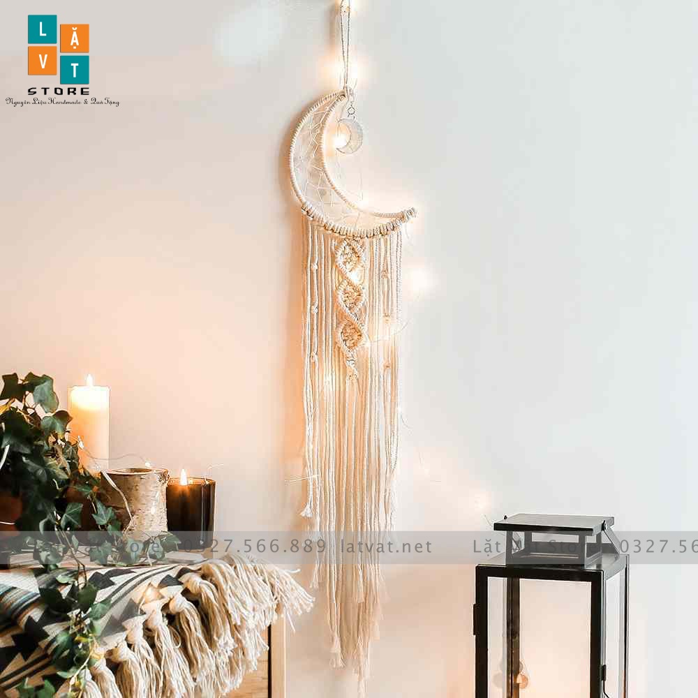 Macrame dệt tay Monternet handmade kiểu Dream Catcher Mặt Trăng Khuyết - thảm dệt tay quà tặng, trang trí, decor home